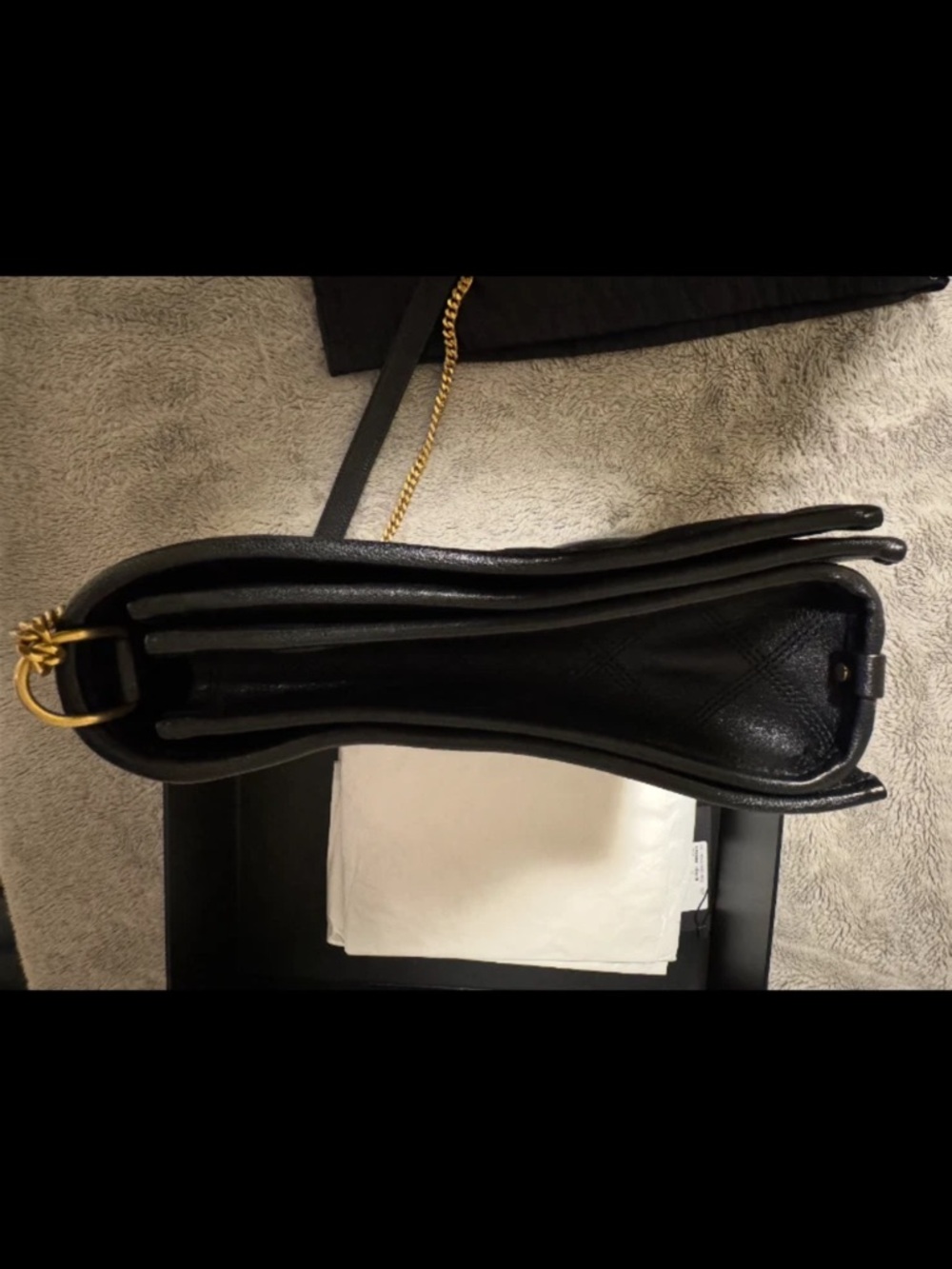 Saint Laurent Black Quilted Leather Flap Bag with Gold YSL Hardware - Picture 5 of 6